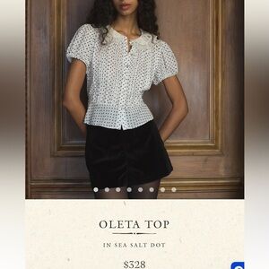 NWT Oleta Polka Dot Top - White